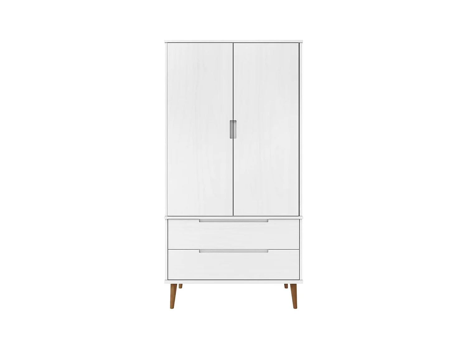 MOLDE Kleiderschrank Weiß 90x55x175 cm Massivholz Kiefer