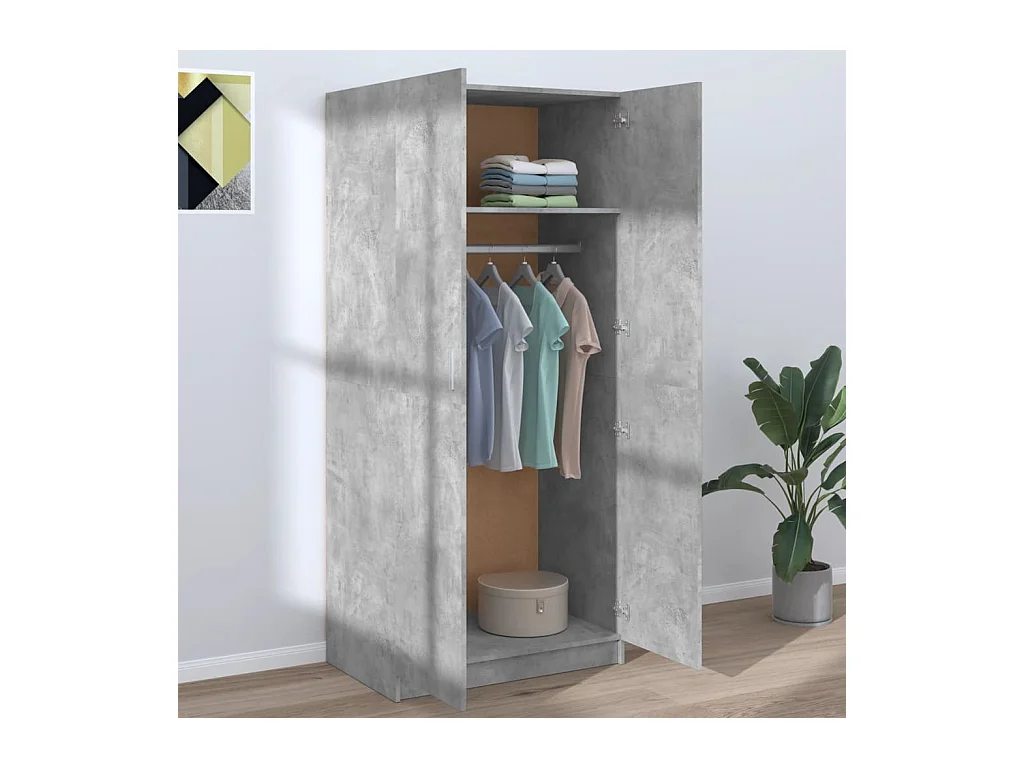 Armadio grigio cemento 80x52x180 cm in legno ingegnerizzato