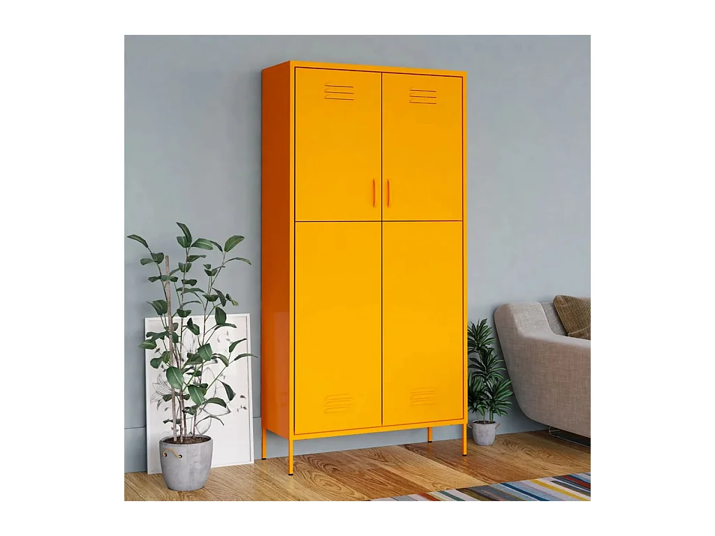 Mosterdgele kledingkast 90x50x180 cm staal