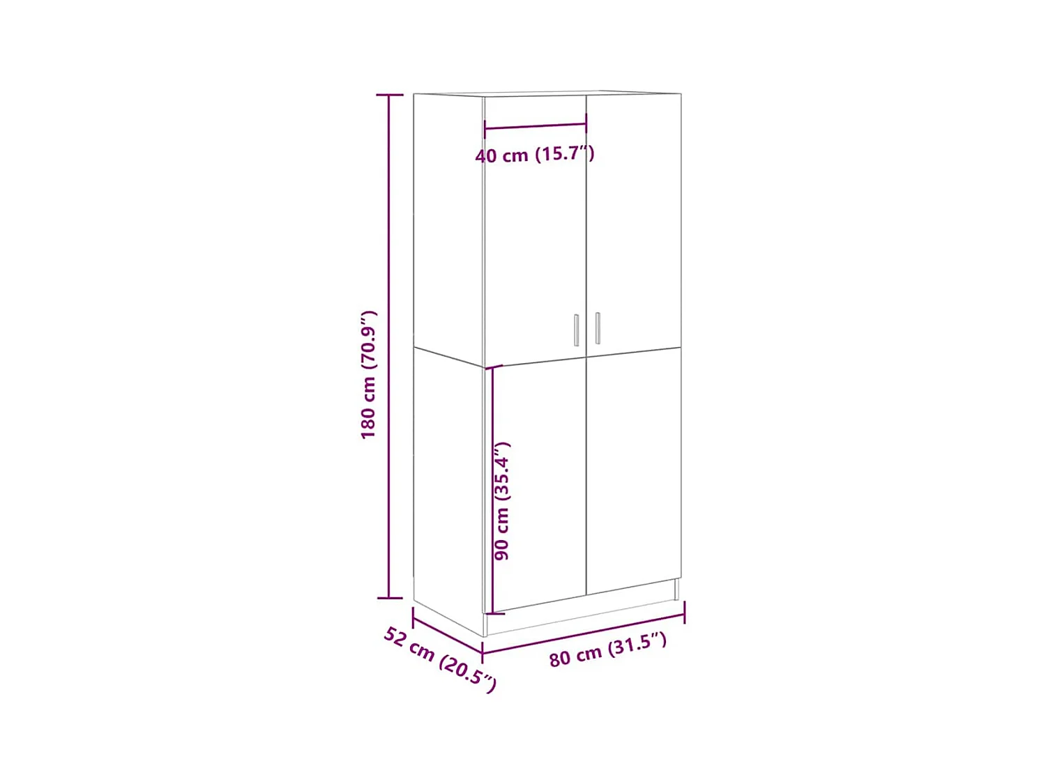 Garde-robe chêne artisanal 80x52x180 cm bois d'ingénierie