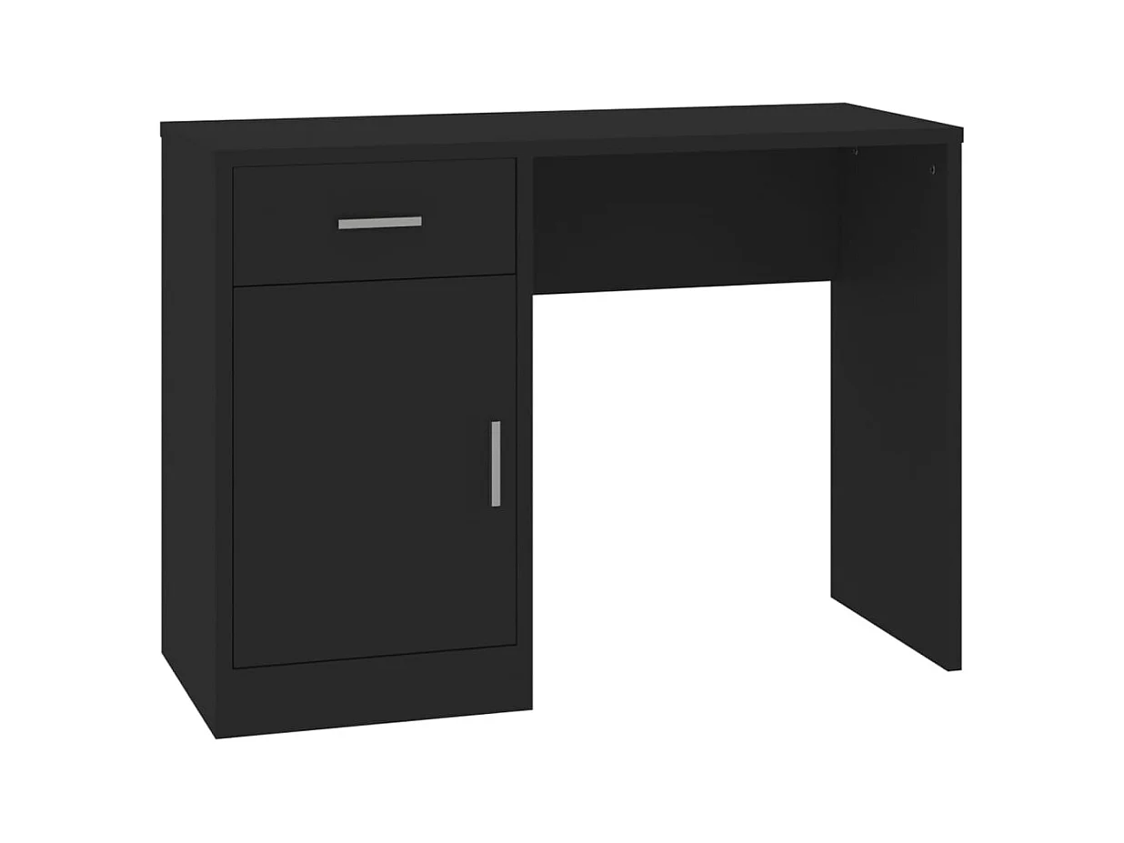 Bureau met lade en kast Zwart 100x40x73 cm Technisch hout