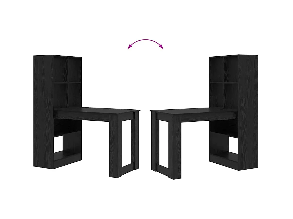 Scrivania in rovere nero 122 x 67 x 145 cm in legno ingegnerizzato