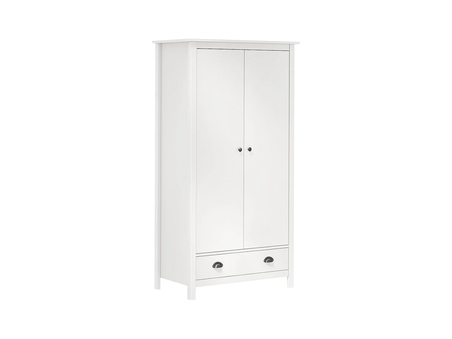Garde-robe à 2 portes Hill Blanc 89x50x170cm Bois de pin solide