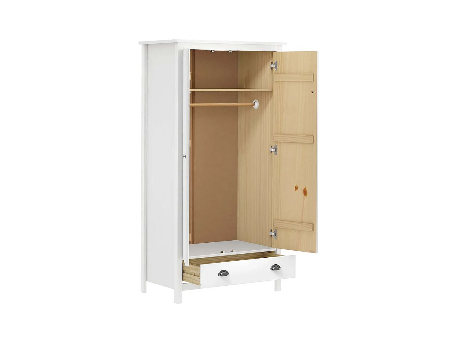 Garde-robe à 2 portes Hill Blanc 89x50x170cm Bois de pin solide