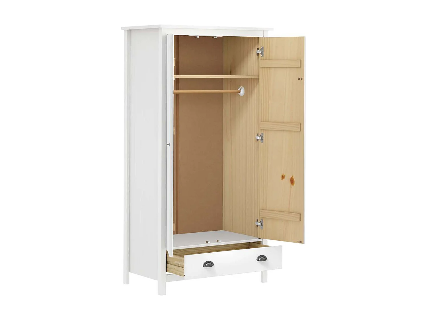 Garde-robe à 2 portes Hill Blanc 89x50x170cm Bois de pin solide