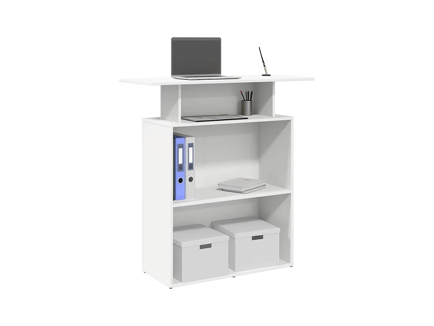 Bureau de réception blanc 100x40x104 cm bois d'ingénierie