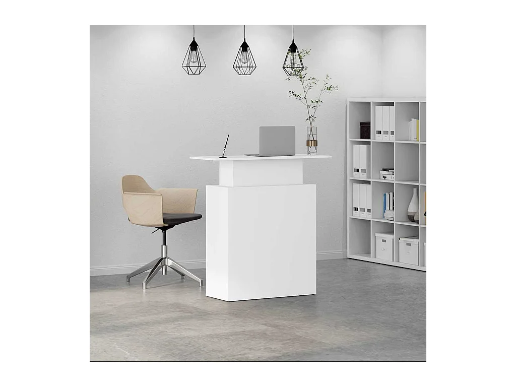Bureau de réception blanc 100x40x104 cm bois d'ingénierie