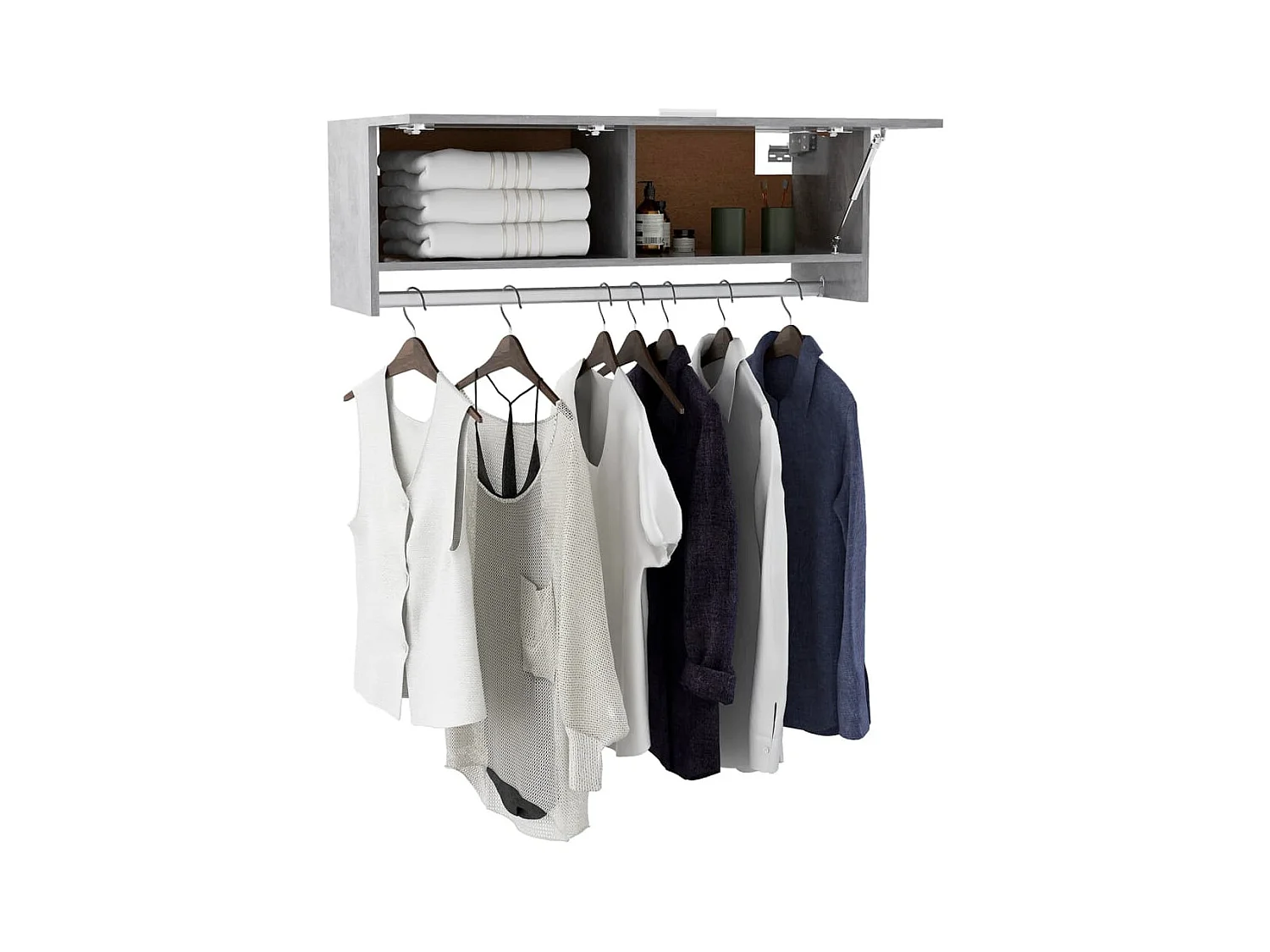 Betongrauer Kleiderschrank 100x32,5x35 cm Holzwerkstoff