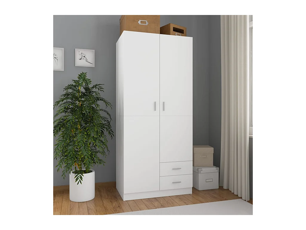 Weißer Kleiderschrank 80x52x180 cm Holzwerkstoff