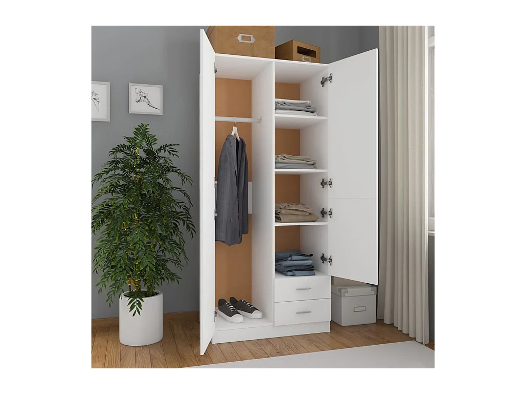 Weißer Kleiderschrank 80x52x180 cm Holzwerkstoff