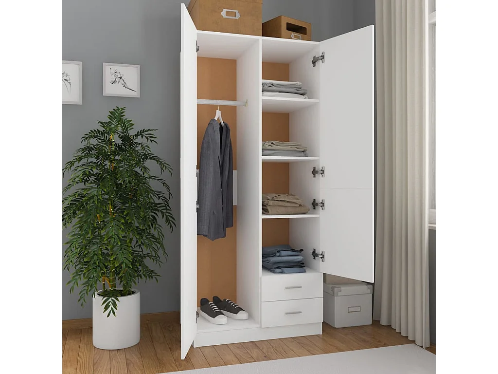 Armario blanco 80x52x180 cm Madera contrachapada