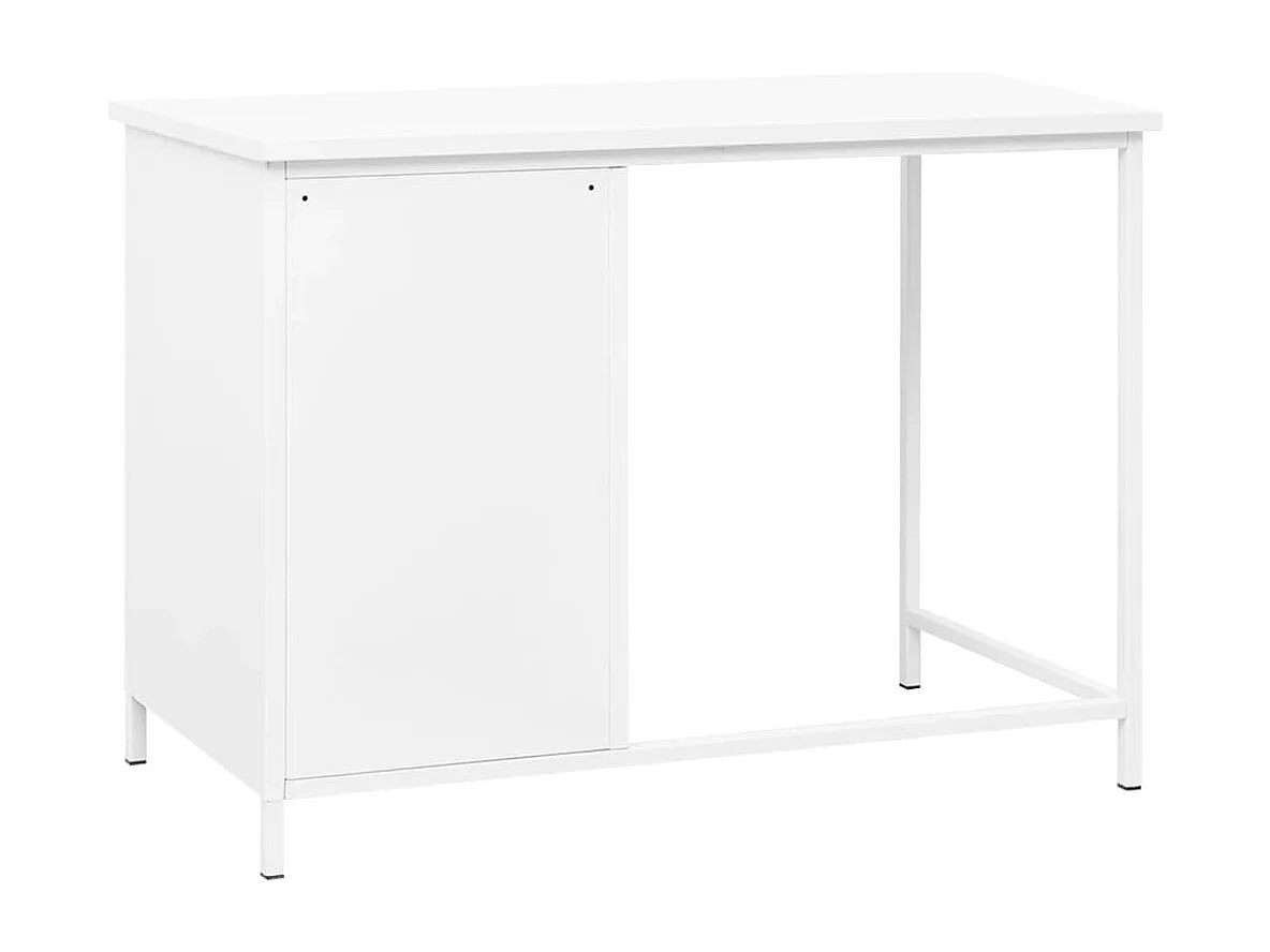 Scrivania industriale con cassetti Bianco 105x52x75 cm Acciaio