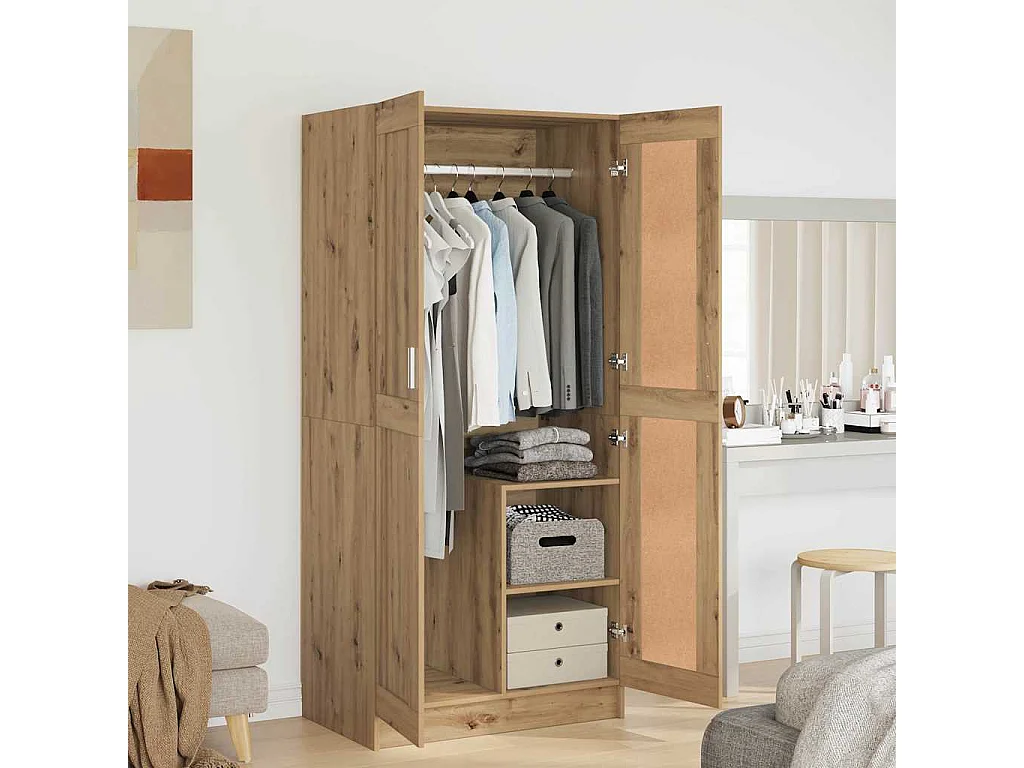 Artisan Eiken Kledingkast 82,5 x 51,5 x 180 cm Bewerkt Hout