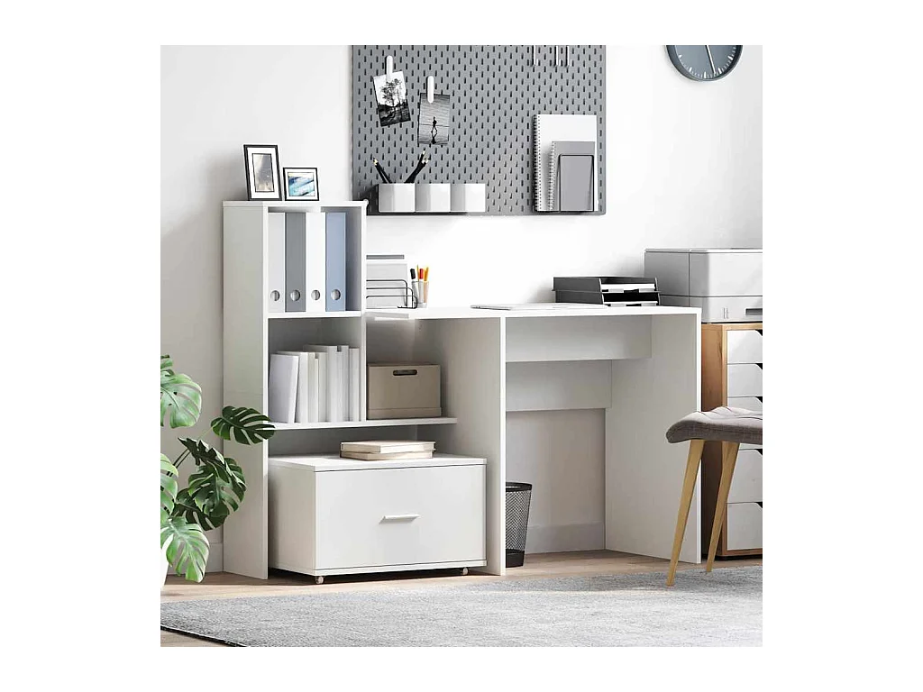 Bureau Blanc 131,5 x 50 x 106,5 cm Bois d'ingénierie
