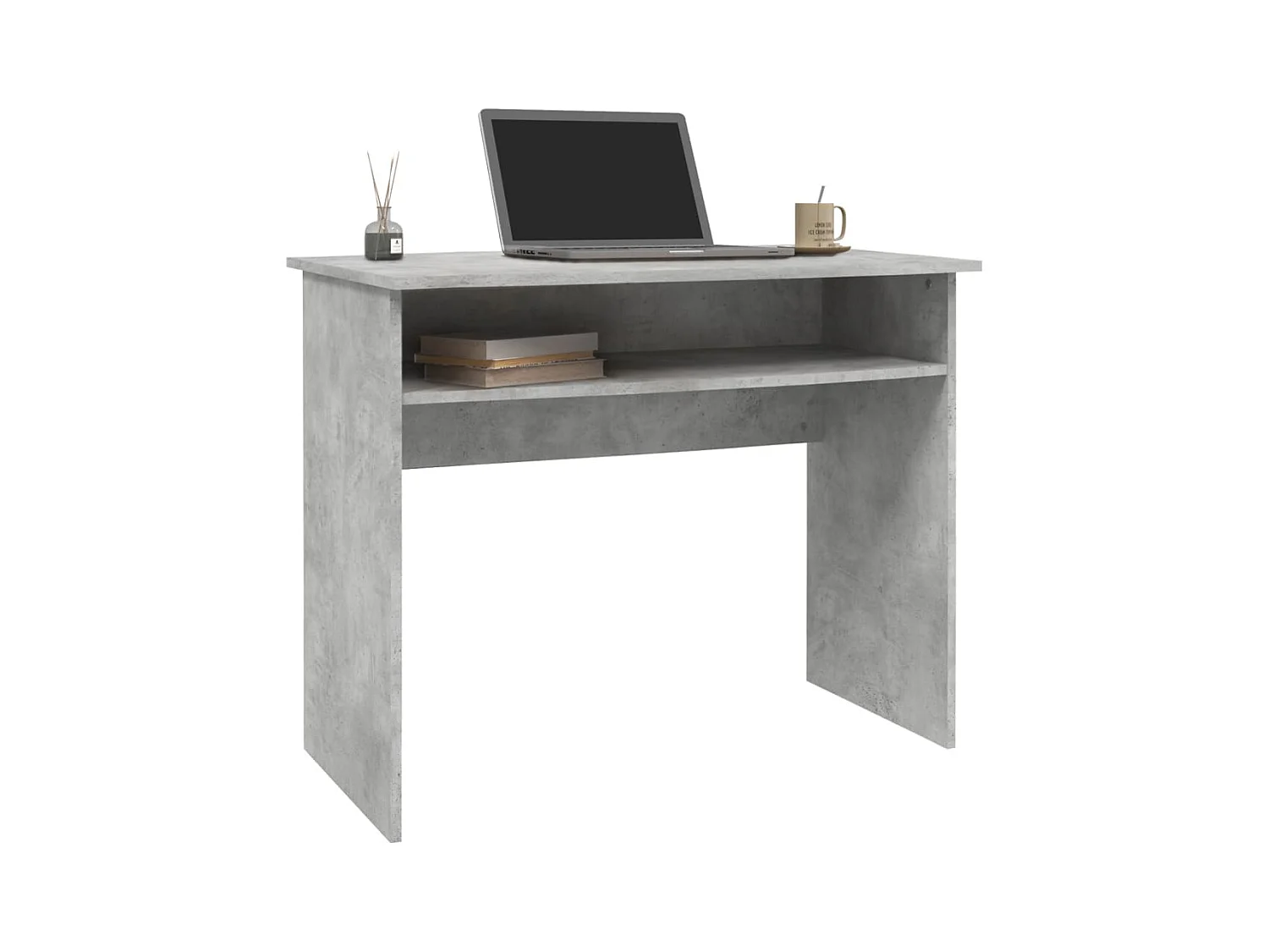 Betongrijs bureau 90x50x74 cm bewerkt hout