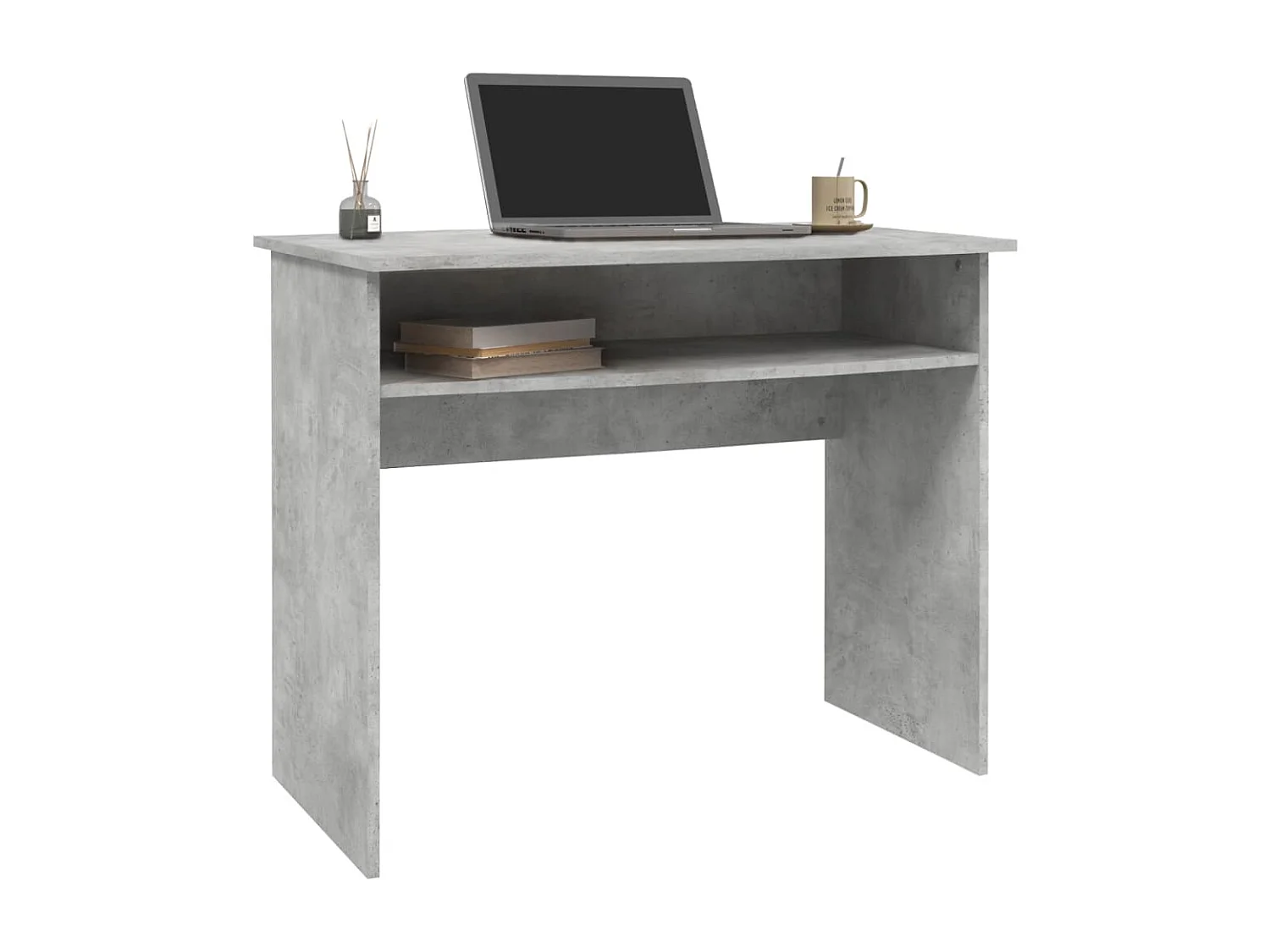 Scrivania grigio cemento 90x50x74 cm in legno ingegnerizzato