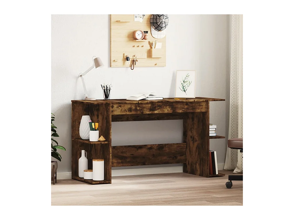 Escritorio de roble ahumado 140x50x75 cm madera de ingeniería