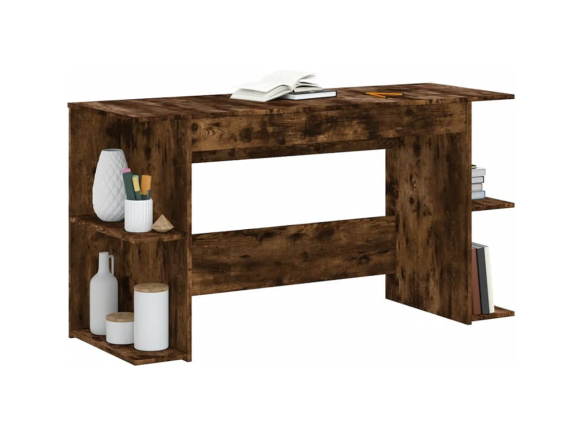 Escritorio de roble ahumado 140x50x75 cm madera de ingeniería