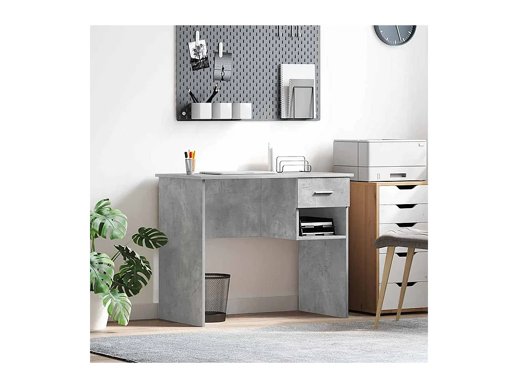 Bureau Gris béton 90 x 49.5 x 75 cm Bois d'ingénierie