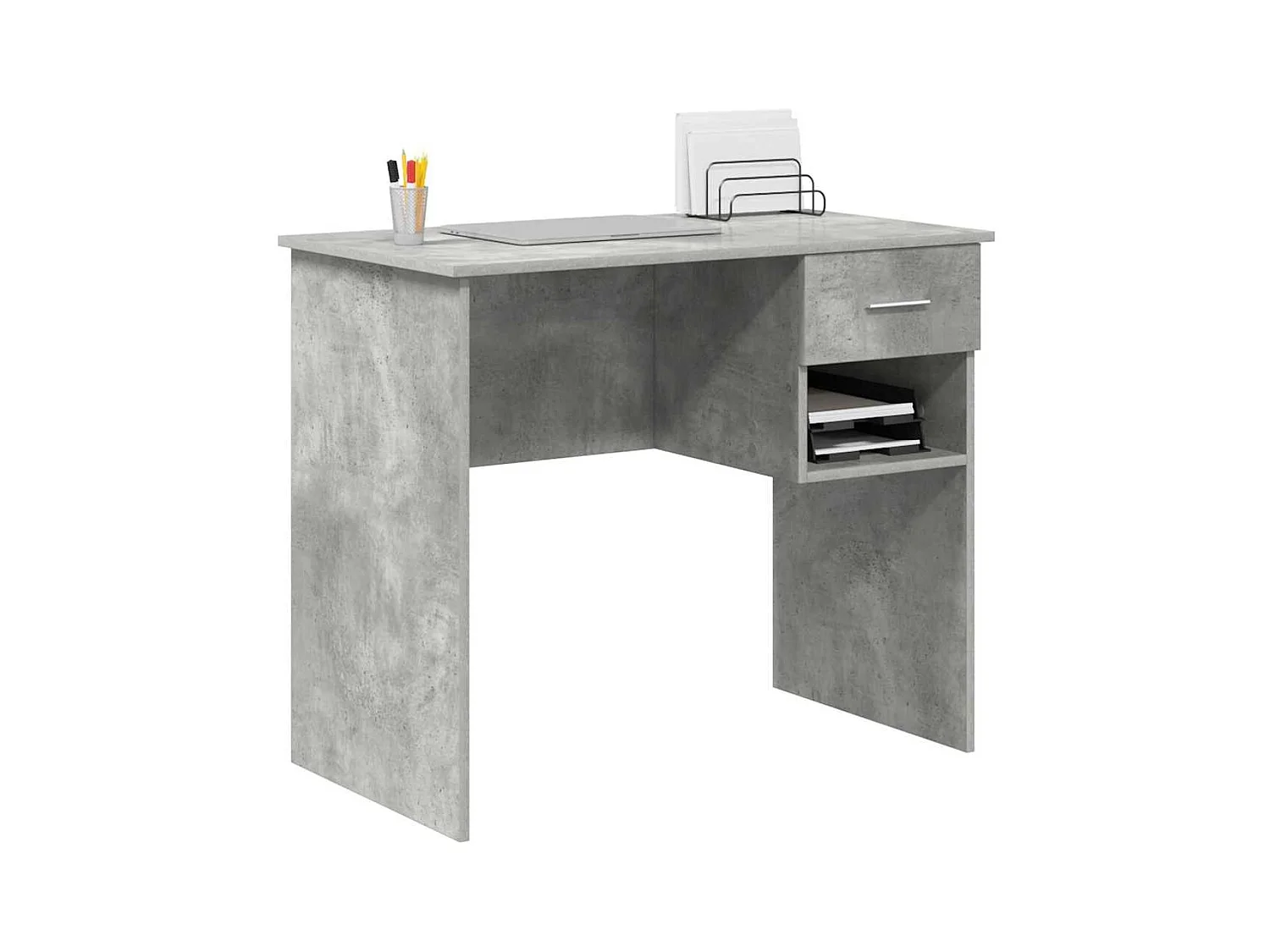 Bureau Gris béton 90 x 49.5 x 75 cm Bois d'ingénierie