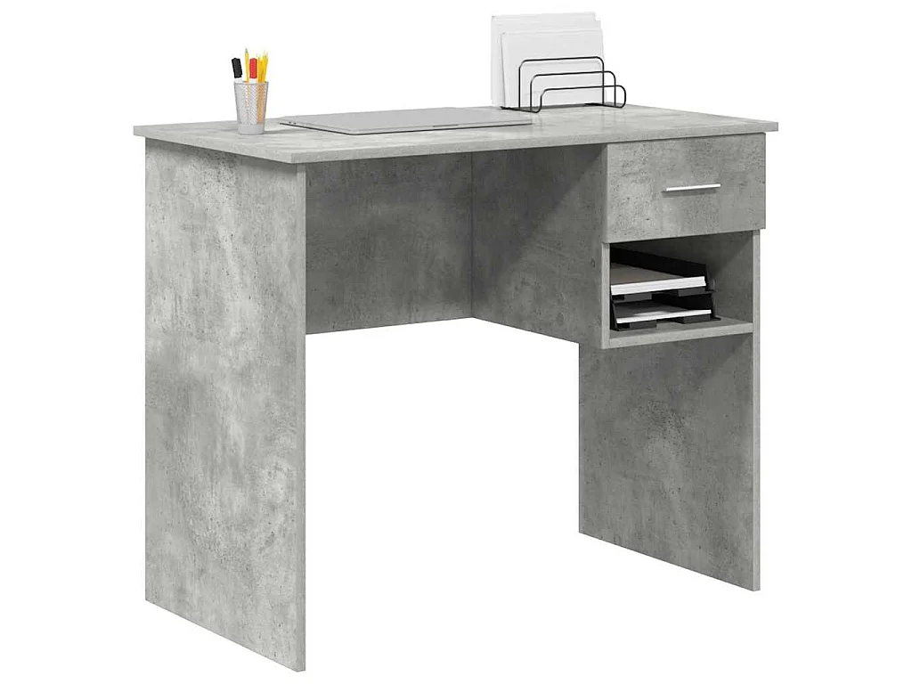 Betongrauer Schreibtisch 90 x 49,5 x 75 cm Holzwerkstoff