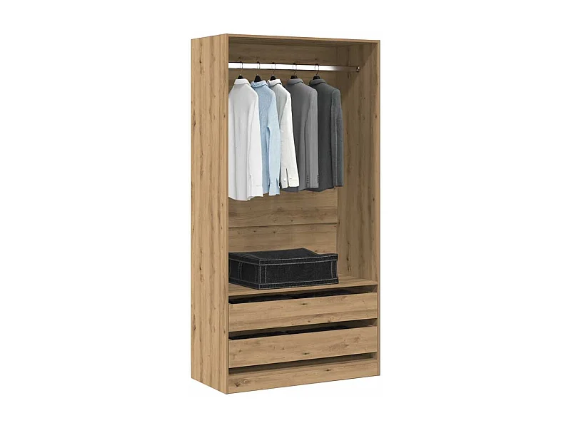 Garde-robe chêne artisanal 100x50x200 cm bois d'ingénierie