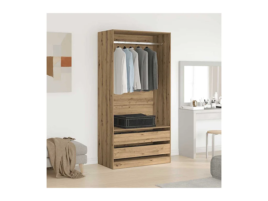 Garde-robe chêne artisanal 100x50x200 cm bois d'ingénierie