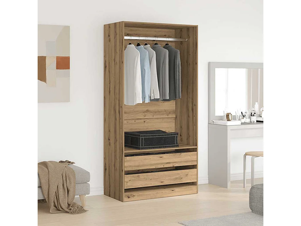 Garde-robe chêne artisanal 100x50x200 cm bois d'ingénierie
