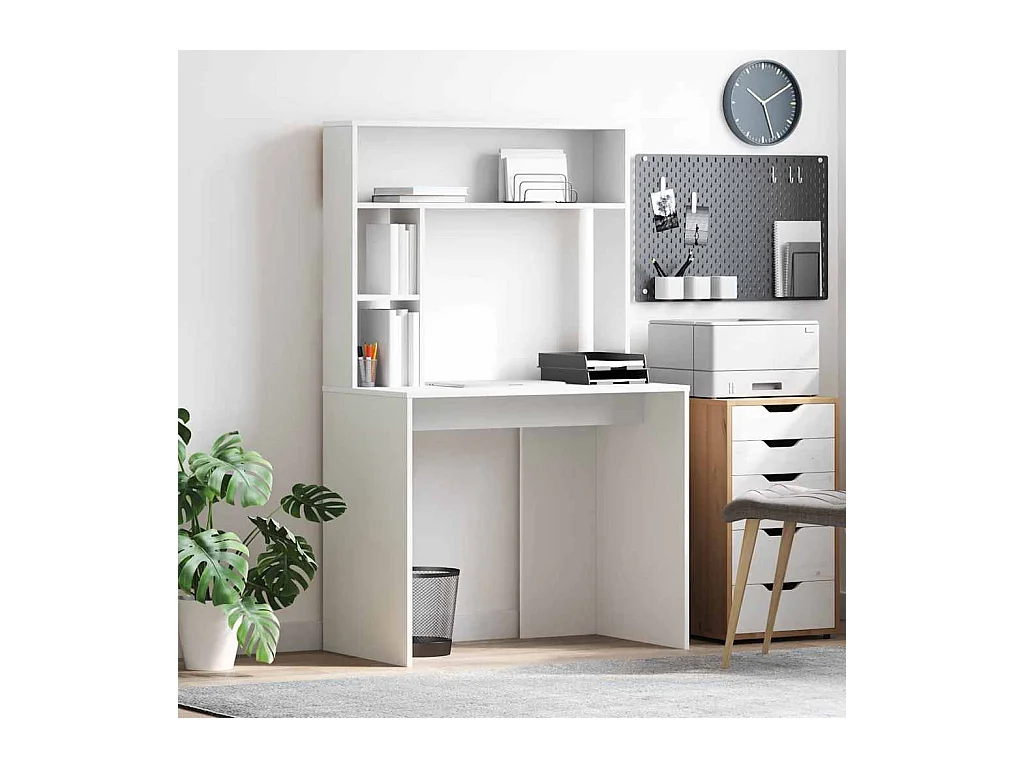 Bureau avec étagère Blanc 91 x 50 x 149 cm Bois d'ingénierie