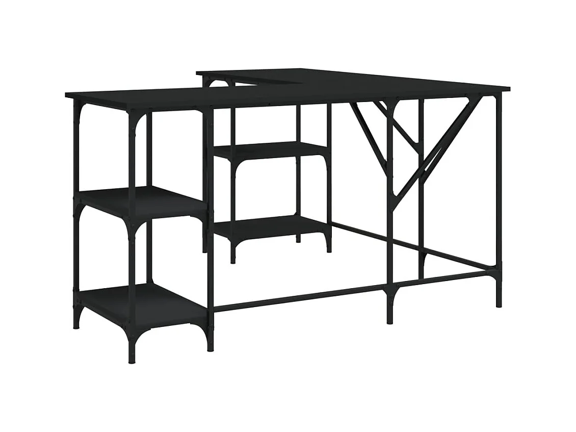 Zwart bureau 139x139x75 cm bewerkt hout