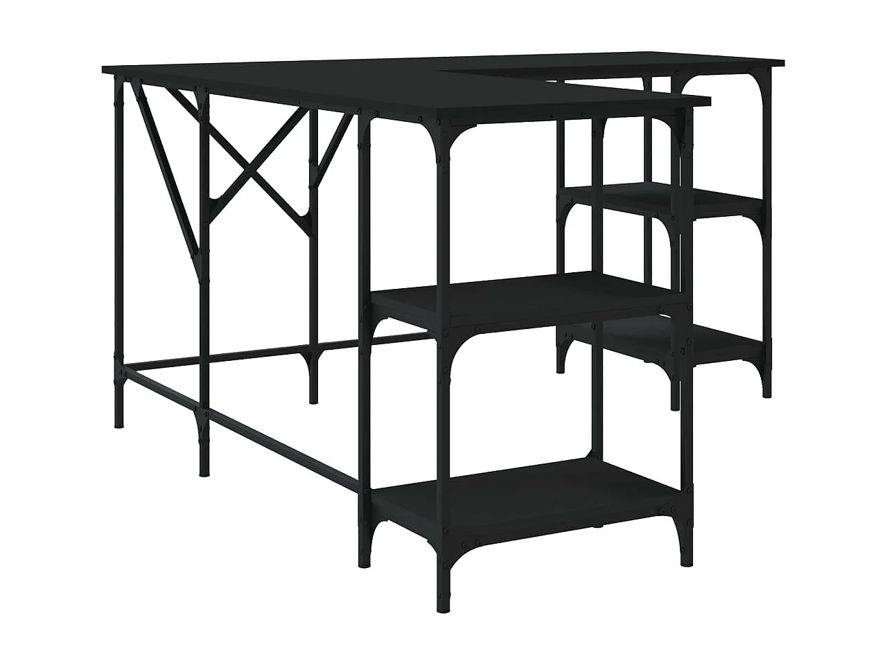 Escritorio negro 139x139x75 cm madera de ingeniería