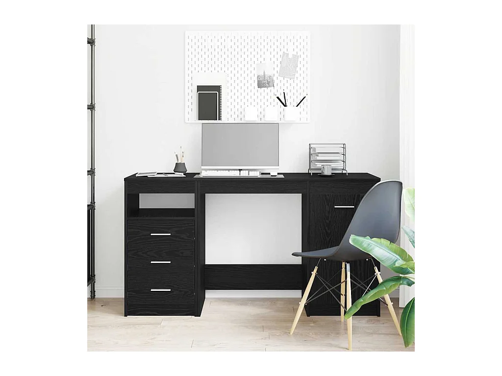 Scrivania con anta Rovere nero 140 x 50 x 76 cm Legno ingegnerizzato
