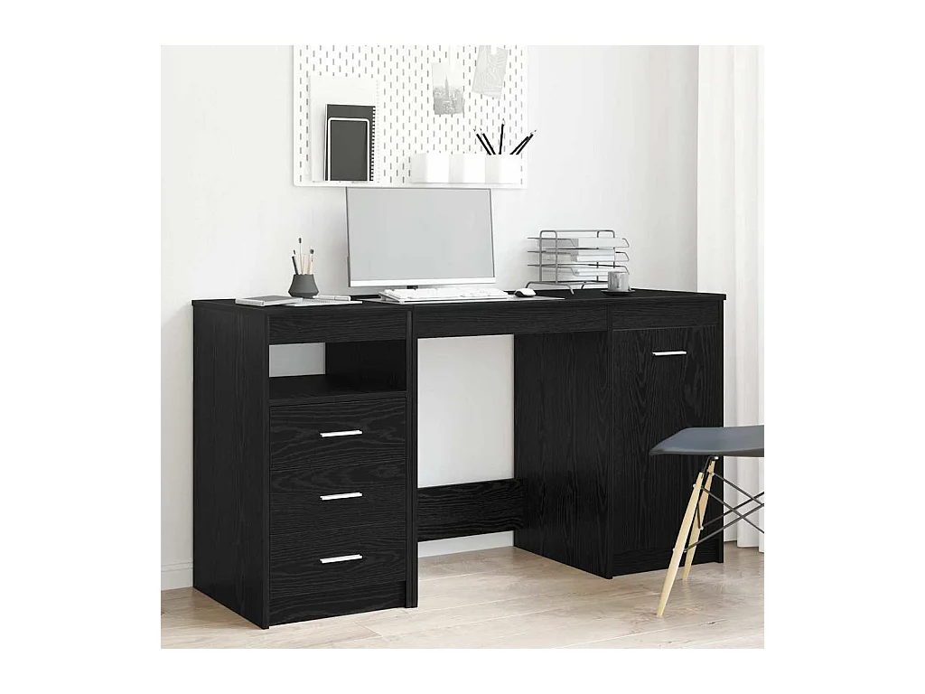 Bureau avec porte Chêne noir 140 x 50 x 76 cm Bois d'ingénierie