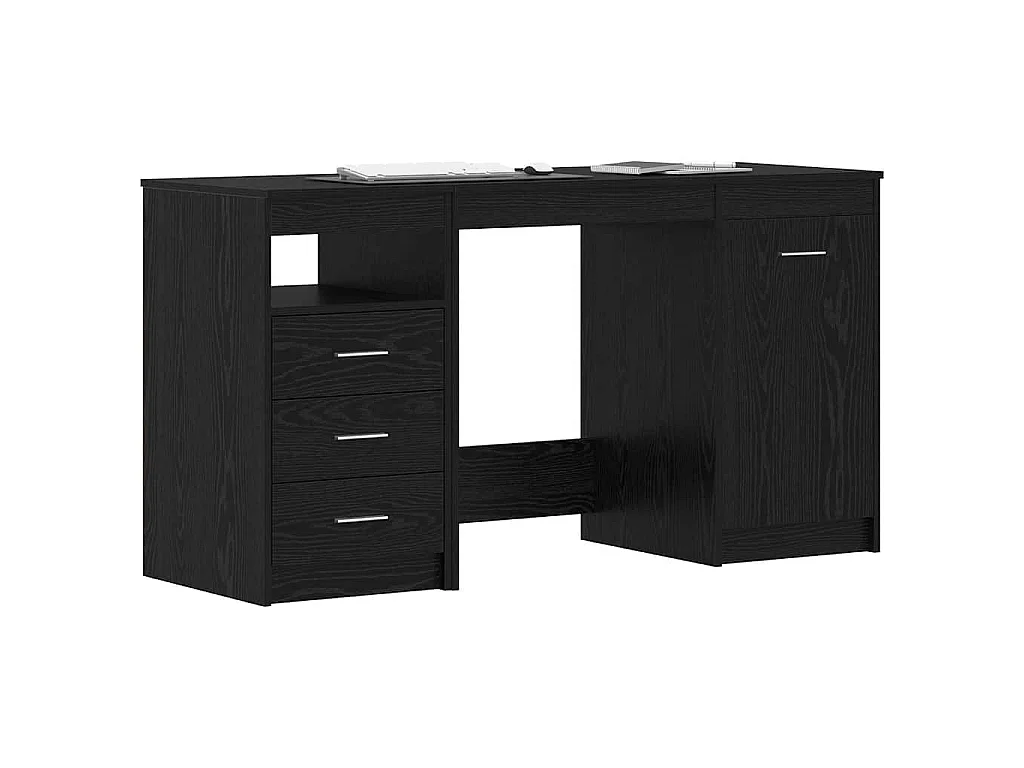 Bureau avec porte Chêne noir 140 x 50 x 76 cm Bois d'ingénierie