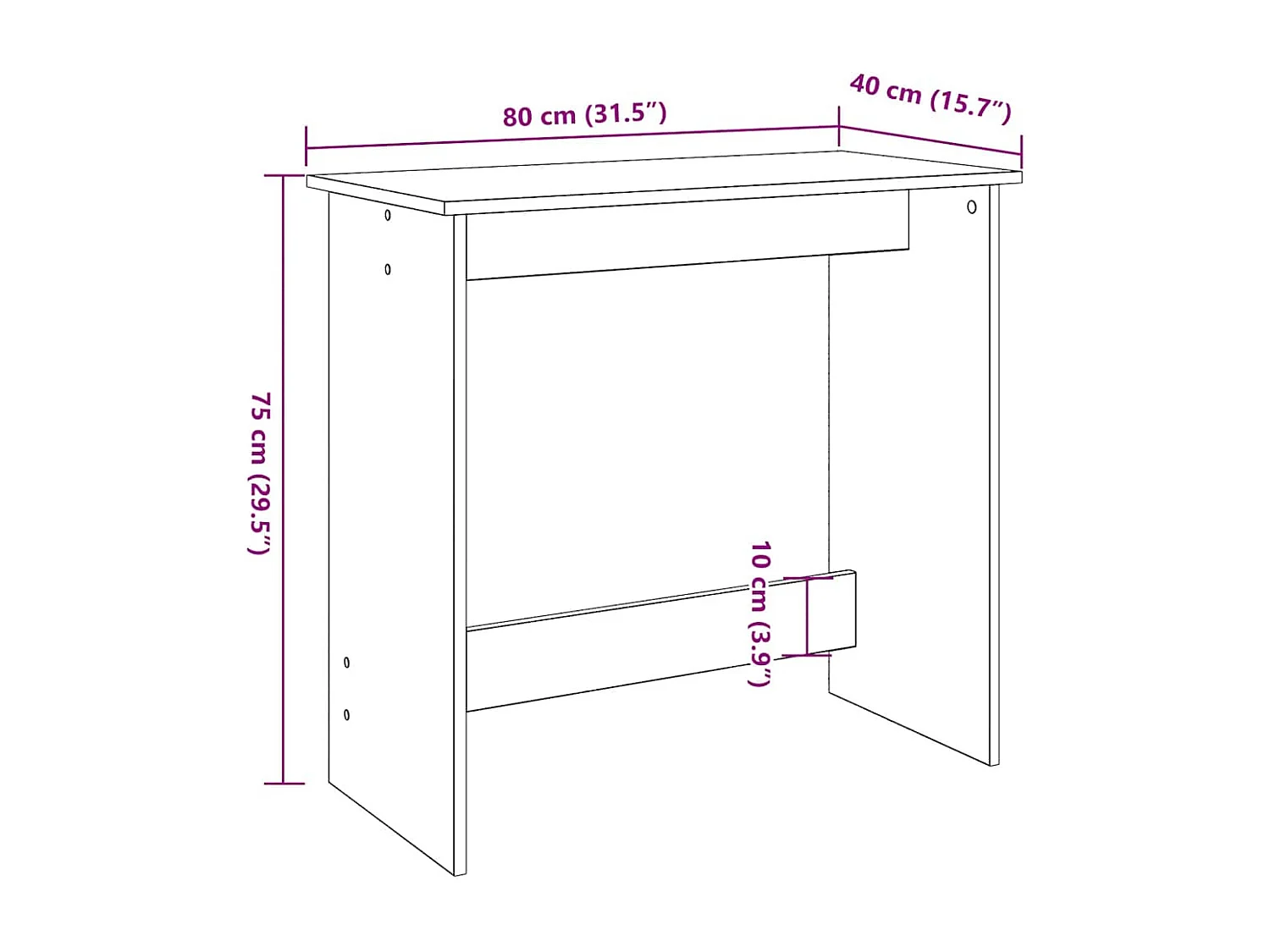 Bureau style vieux bois 80x40x75 cm bois d'ingénierie