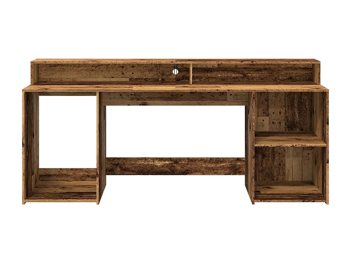 Scrivania con luci a LED in legno vecchio, legno ingegnerizzato