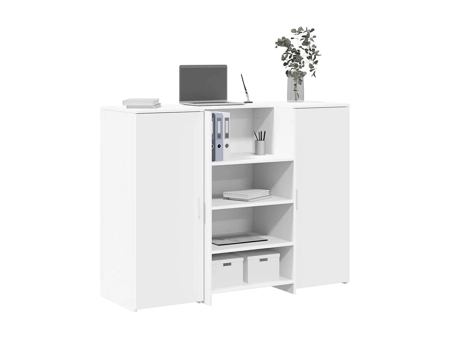 Bureau de réception blanc 135x50x103,5 cm bois d'ingénierie