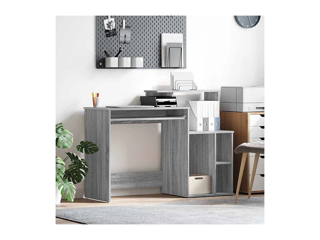 Sonoma Grijs Bureau met Opbergruimte 120,5 x 44 x 88,5 cm