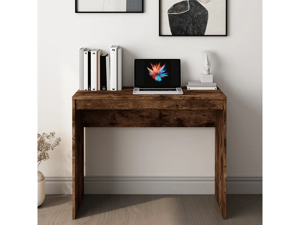 Gerookt eikenhouten bureau 90x40x72 cm, bewerkt hout