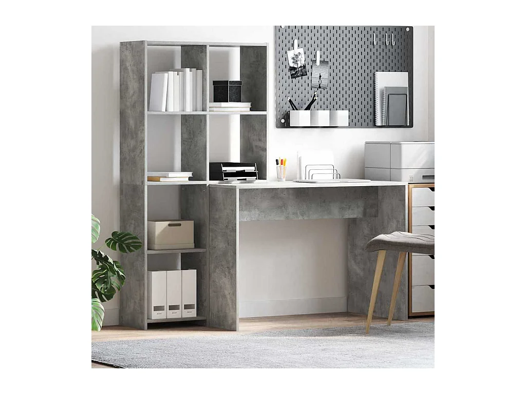 Bureau Gris béton 138.5 x 55 x 143 cm Bois d'ingénierie
