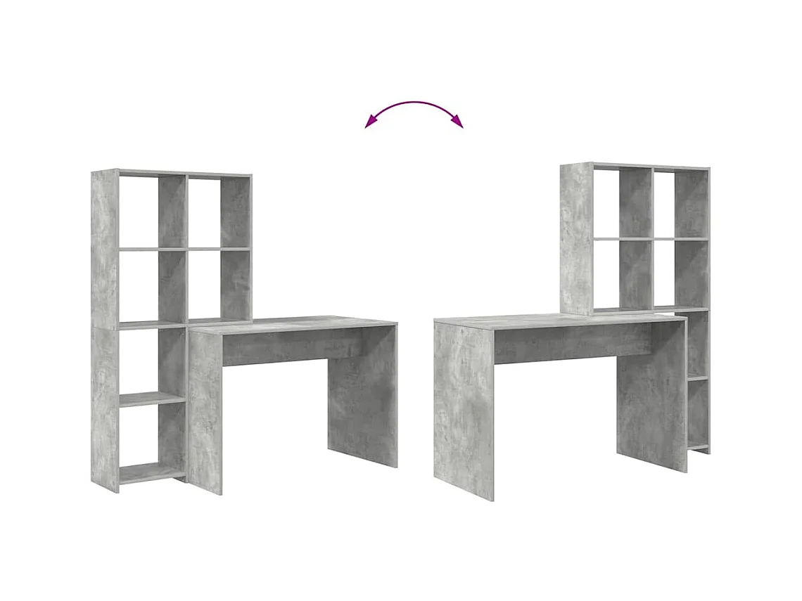 Bureau Gris béton 138.5 x 55 x 143 cm Bois d'ingénierie