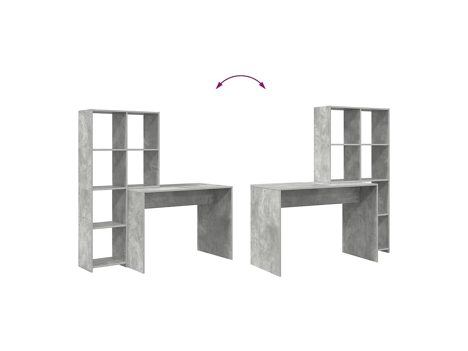 Bureau Gris béton 138.5 x 55 x 143 cm Bois d'ingénierie