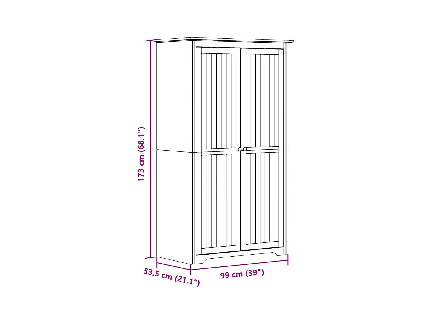 BODO kledingkast witbruin 99x53,5x173 cm massief grenenhout