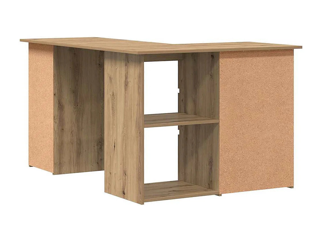 Handgemaakt eikenhouten hoekbureau 145x100x76 cm bewerkt hout