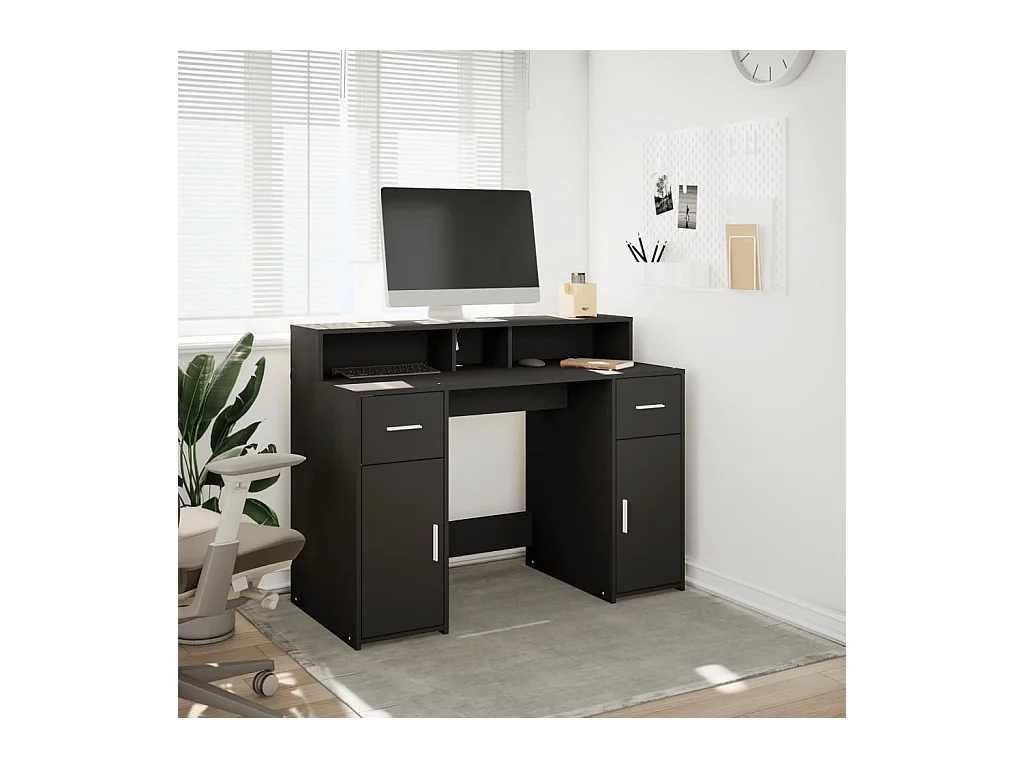 Escritorio con luces LED negro 120x55x91 cm madera de ingeniería