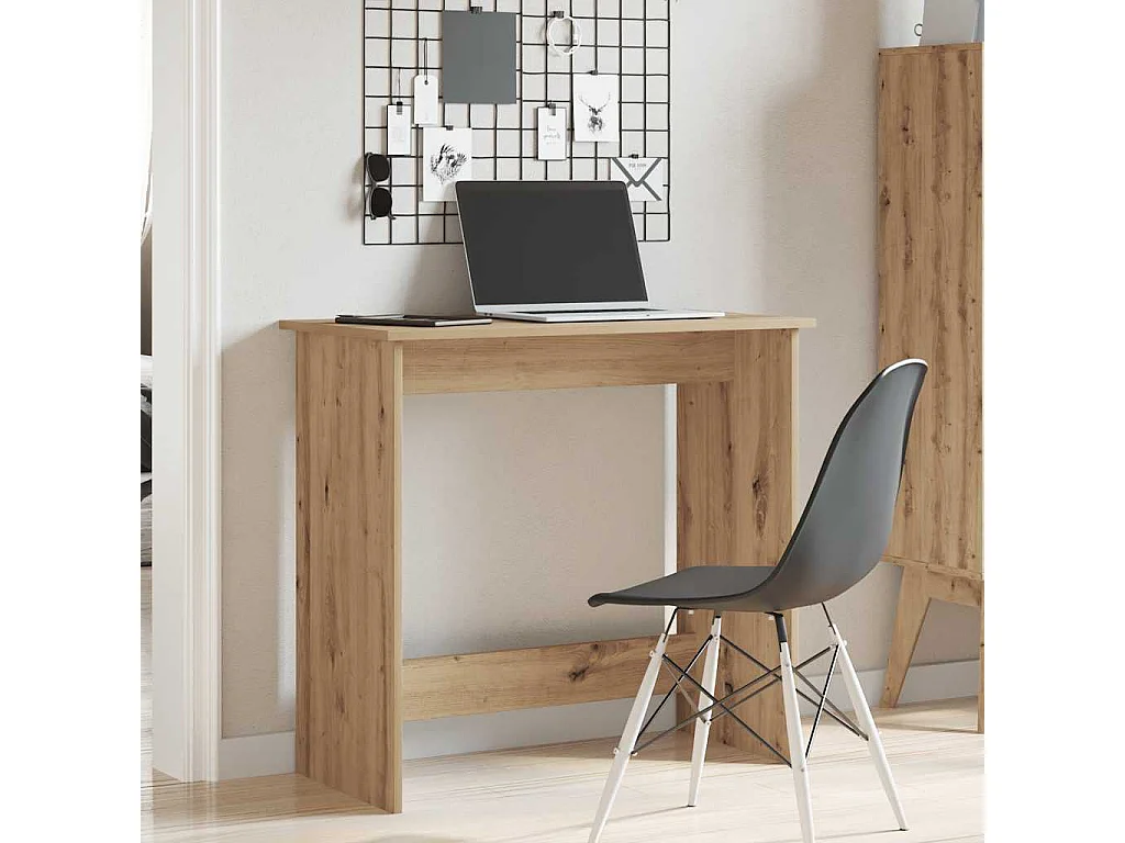 Bureau chêne artisanal 80x40x75 cm bois d'ingénierie