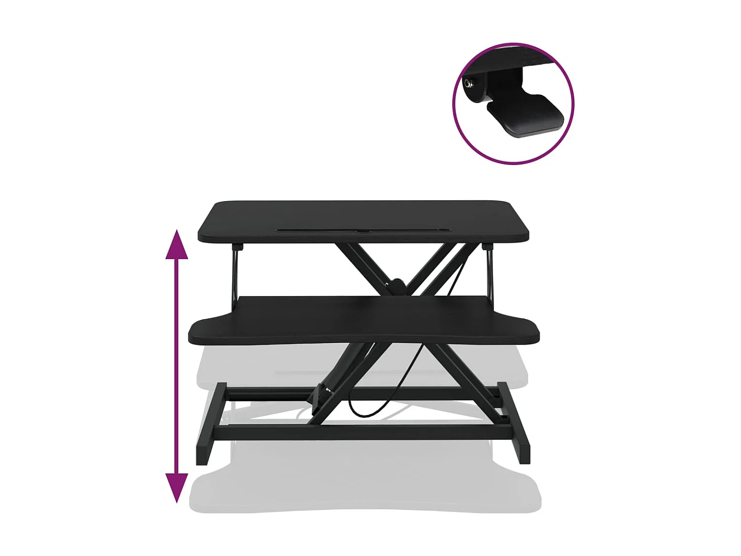 Bureau de travail réglable 60x40x(13-41,5) cm Acier et bois