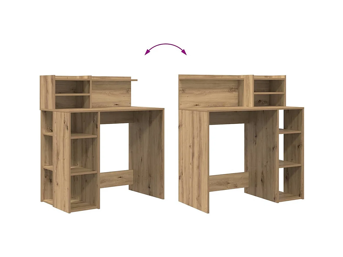 Scrivania con contenitore, rovere lavorato a mano, 90 x 48 x 101,5 cm