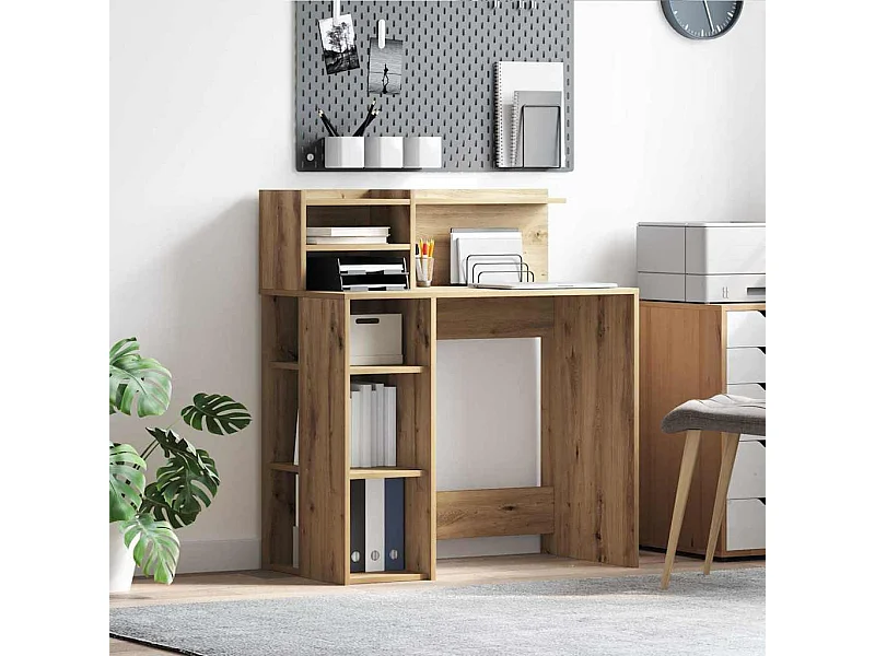 Bureau avec rangement chêne artisanal 90 x 48 x 101,5 cm