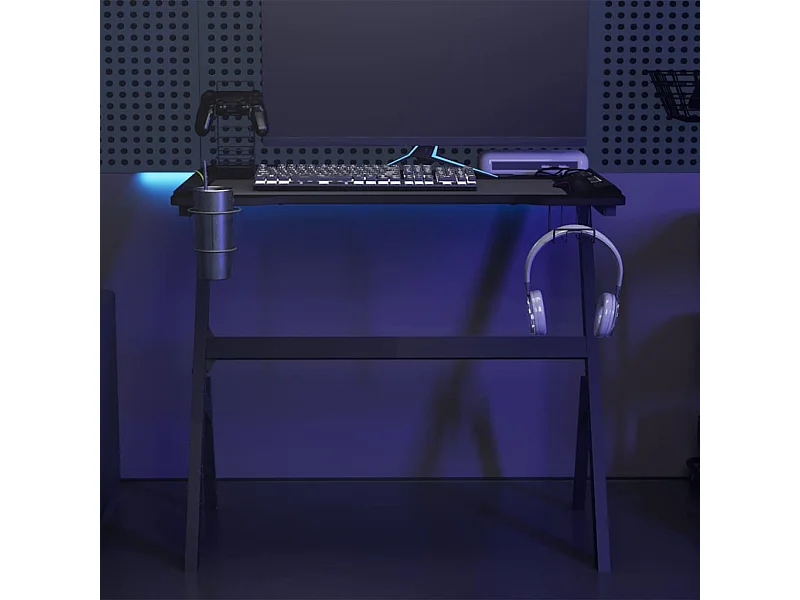 Y-vormig LED gamingbureau zwart 90x60x75 cm
